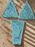 Teal Leopard Print Microkini Set