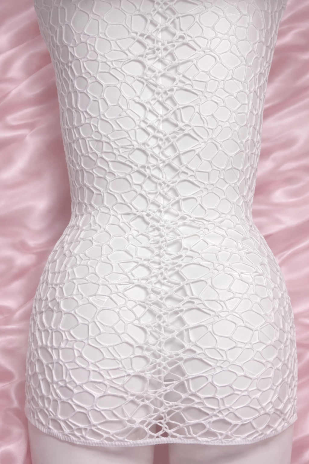White Net Long Sleeve Mini Dress