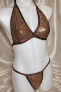 Bronze Metallic Halter Triangle Bra & G-String Set