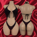 Black & Red Monogram Fringe Slingshot – Exotic Dancer Stage Costume