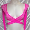 Hot Pink Lace Wrap Crop Top & G-String Set