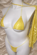 Gold Metallic Micro Bikini Set with Money Bag