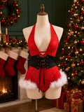 Santa's Baby Lace Halter Bodysuit