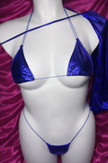 Deep Blue Metallic Microkini with Money Bag