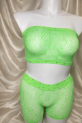 Neon Green  Rhinestone Bandeau & Shorts Set
