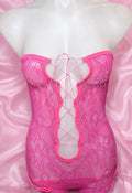 Pink Lace Romper & Thong Set