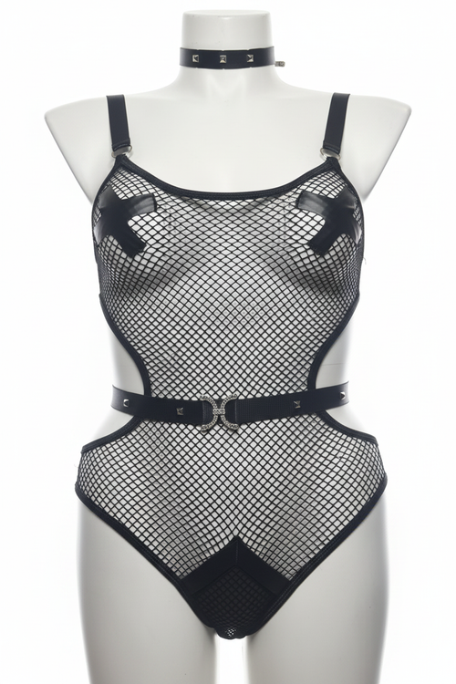 Black Mesh Harness Set - White Background